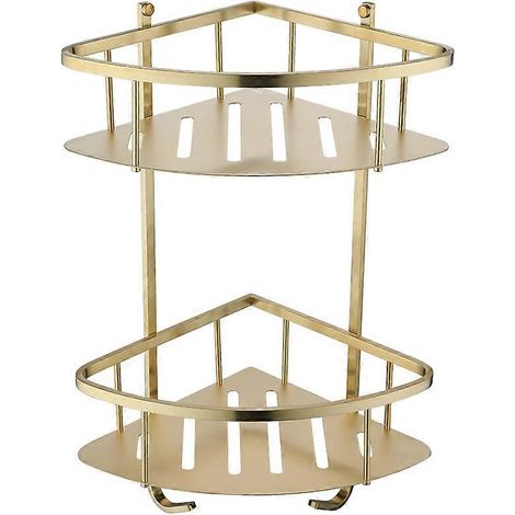 Étagère murale triangulaire pour salle de bain, étagère flottante, panier de douche, porte-shampoing, étagère de rangement pour condiments de cuisine, or 2 (1/5)