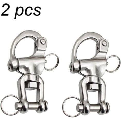 Mousqueton pivotant pour drisses de voiliers, bateaux, accessoires de plongée en plein air - 2 pièces en acier inoxydable, argent, 22 x 128 mm (1/4)