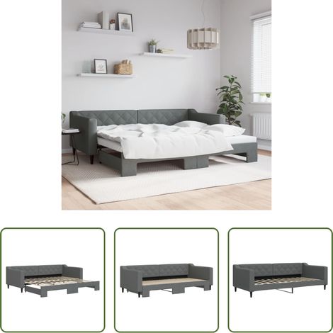vidaXL Sofa-Bett - Tagesbett Ausziehbar Dunkelgrau 90x200 cm Stoff (1/5)