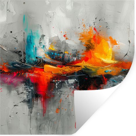 Wall Sticker Modern art - Orange - Gray - Abstract 50x50 cm (1/5)