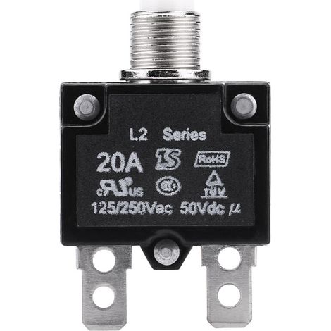 Disjoncteur Thermique 20A, Réarmement Manuel AC 125/250V, Protection Surcharge Courant pour Générateur (1/4)