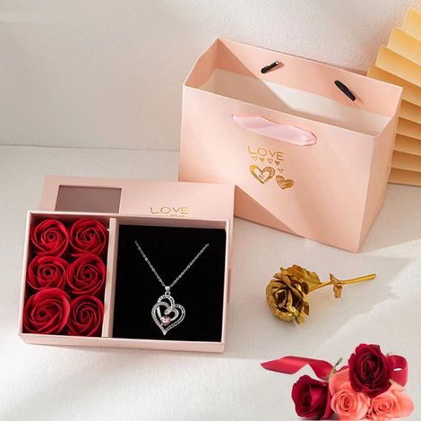Boîte De Roses - Rouges - Pour La Saint-Valentin - 1 Pièce (1/5)