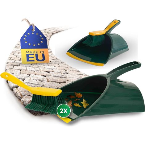 Ensemble pelle et balayette Jumbo Claw (2 pièces), plastique, vert/jaune, poils incurvés (2 pelles et balayettes à griffes)