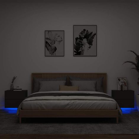 Tables de chevet murales à LED 2 pcs-Lot de 2 Table de nuit flottante noir 327685 (1/5)