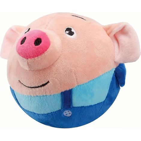 Elektronisches Hundespielzeug, USB-wiederaufladbares interaktives Plüschtier mit automatischer Roll- und Soundfunktion, waschbares Cartoon-Schwein-Design für aktive Hunde (1/5)