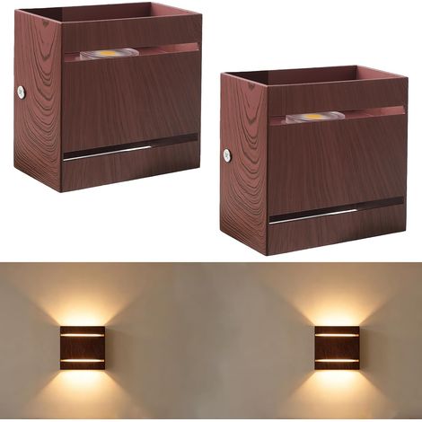 Applique Murale LED Intérieure Blanc Chaud Lampe Murale Moderne en Aluminium Effet Bois de Noyer avec Fentes Lumineuses Haut (1/5)