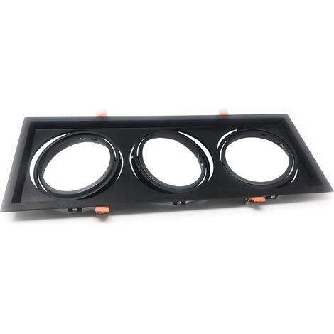 Incasso triplo per faretto AR111 rettangolare orientabile supporto faretti portafaretto luce illuminazione nero (1/5)