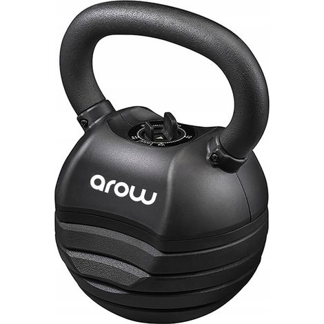 Mancuerna ajustable Kettlebell de 18 kg con 5 niveles de carga, de goma negra. (1/5)