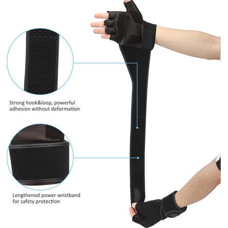 Gants de sport mi-doigts en daim avec fermeture au poignet pour le fitness (Taille M)