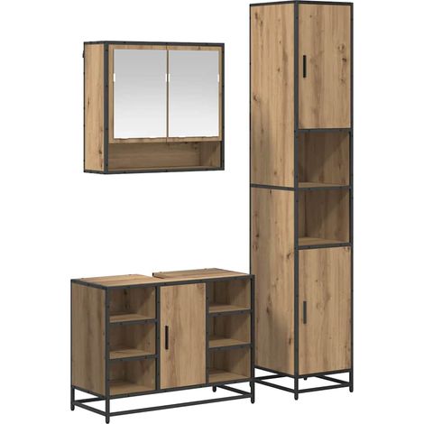 Bathroom Furniture Set 3 pcs Artisan Oak Engineered Wood vidaXL (1/5)