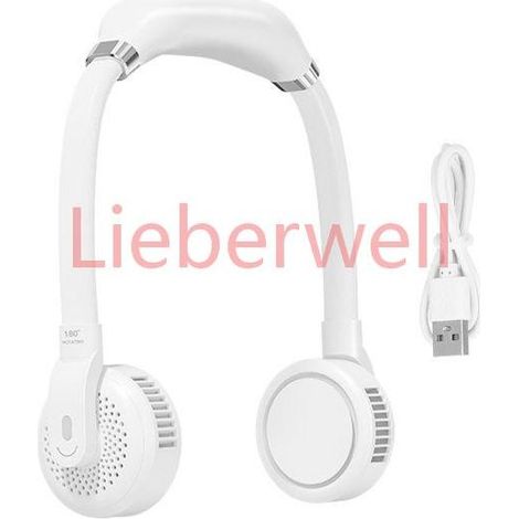 2000 mAh, Portable Neck Fan Small Quiet Electric Fan, USB Rechargeable, for Sports and Home, White, LIEBERWELL (1/5)