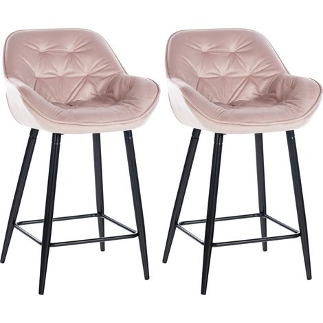 Set de 2 Taburetes de bar Gibson 76 de terciopelo Rosado