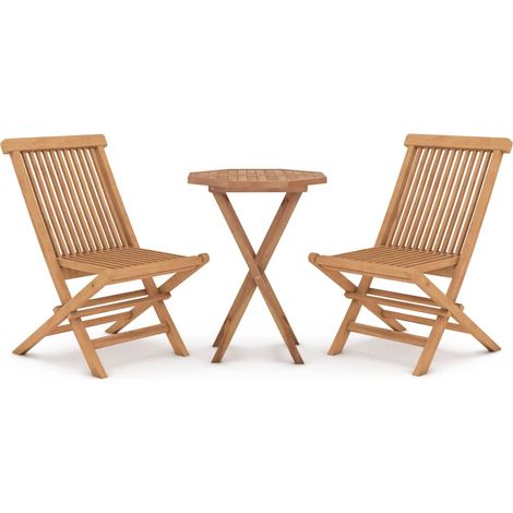 Maison Exclusive - 3-tlg. Garten-Essgruppe Massivholz Teak (1/5)