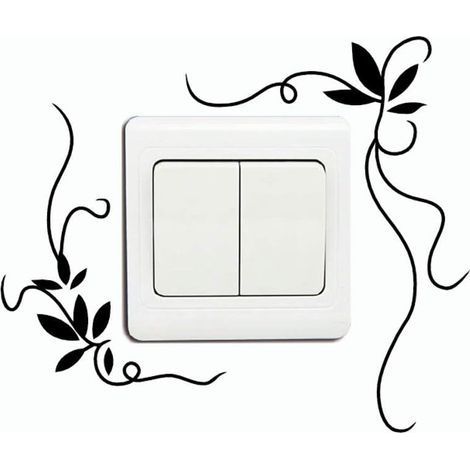 Sticker interrupteur Creative Plante Vignes Fleur Vigne Vinyle Interrupteur Autocollant Plantes Art Stickers Muraux pour Chambres D'enfants Chambre Salon Décor À La Maison,Noir (1/5)