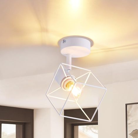 ZMH Spot de Plafond Plafonnier E14 - Spot de Plafond Plafonnier Blanc Pivotant à 350° Spots Modernes Lampe de Chambre Lampe de Cuisine pour Salon Chambre Couloir Bureau - Sans Ampoule (1/4)