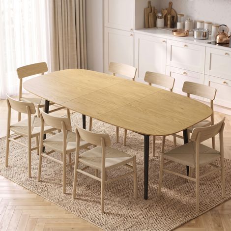 Table à Manger Extensible Rectangle pour 6 à 8 Personnes, Table de Cuisine 160-200 cm avec Étagère, Marron (1/5)