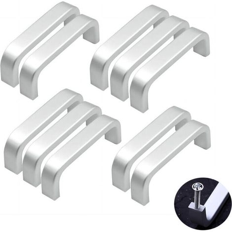 Poignées de porte miniatures en aluminium de 64 mm, lot de 10, pour meubles de cuisine, tiroirs et chambres à coucher - Crezuo (1/4)