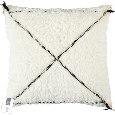 Coussin - HOME DECO FACTORY - Sherpa Blanc Motif Tresse - Cocooning (1/5)