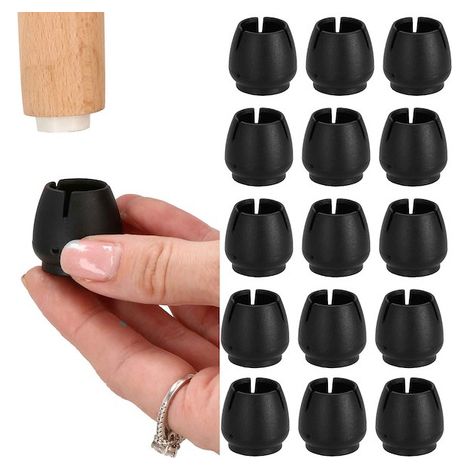 Juego de 16 fundas para patas de silla de silicona negra, tapas protectoras, 17-21 mm de diámetro