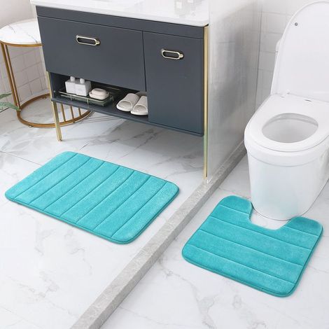 Lot de 2 Tapis de Bain Antidérapants en Microfibre Ultra Absorbante, Lavables en Machine (1/5)