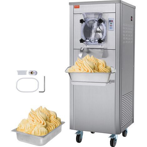 VEVOR Kommerzielle Eismaschine, 18 l/h Leistung, Einzelgeschmacksrichtung Harteismaschine mit Rädern, 6 L Edelstahlzylinder, LED-Panel, Automatische Vorkühlung mit Reinigung, für Restaurant-Snackbars (1/5)