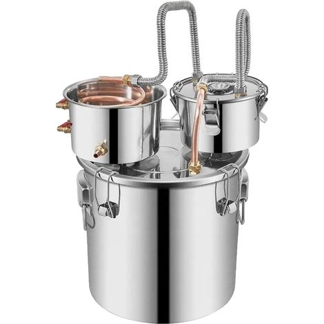 Distillateur d'eau, Acier inoxydable, Deux barils de condensation, Argent (1/2)