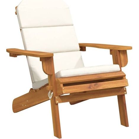 Chaise Adirondack d'Extérieur en Bois d'Acacia Massif, Fauteuil de Jardin Confortable avec Coussin (1/5)