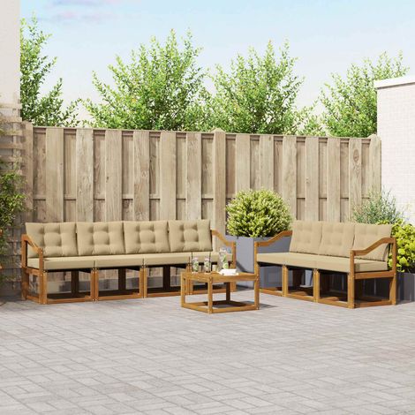 vidaXL Outdoor-Sofagarnitur mit Kissen 8 pcs Natur und Beige (1/5)