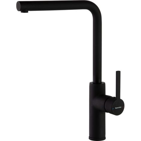 Grifo de Fregadero de Cocina Monomando con Caño Alto Recto Negro Mate con Sistema S2 de Ahorro de Agua Serie Drako (1/3)