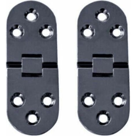 Bisagras plegables para muebles - Paquete de 10 - Aleación de zinc - 29 x 79 mm - 2 mm de grosor - Negras (1/4)