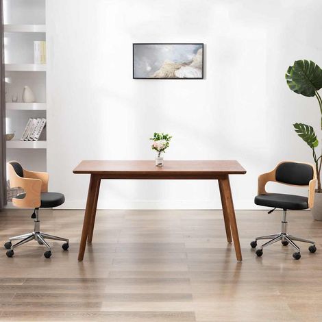 vidaXL Chaise pivotante de bureau Noir Bois courbé et similicuir (1/5)