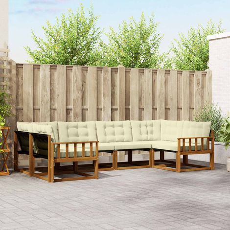 Outdoor-Sofagarnitur mit Kissen 6 pcs Natur und Creme (1/5)