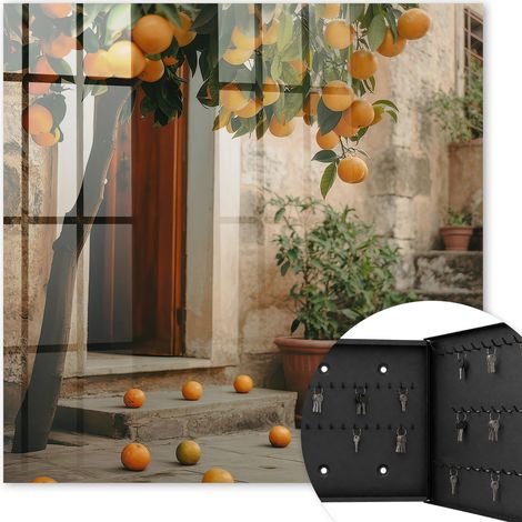 Armoire à clés - (30 cm x 30 cm) - Boîte à clés murale - Coffret de rangement pour clés - Couleur noire - Ouverture vers la droite - Pour maison et bureau - Terrasse chaleureuse (1/5)