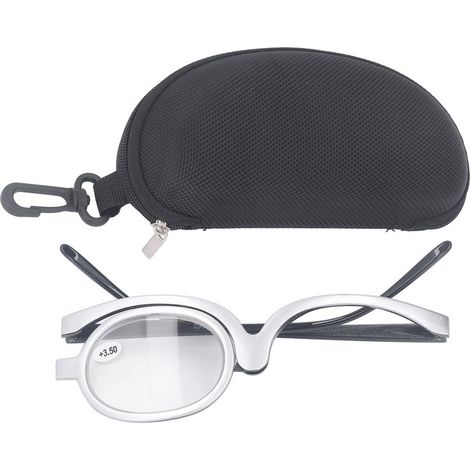 Loupe de maquillage grossissante, verre basculant unique pour femmes, lunettes de lecture cosmétique +3,50 avec étui (1/5)