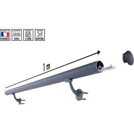 Kit Main Courante / Rampe d'Escalier Aluminium Anthracite 1m France (1/5)