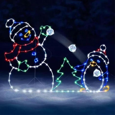 Divertida luz animada de bola de nieve, luces LED de decoración navideña para exteriores, muñeco de nieve brillante, decoraciones navideñas (1/4)