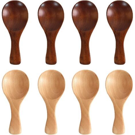 8 Pièces Cuillère à Lait en Bois, Cuillère en Bois Sel, Mini Cuillère à Thé, Mini CuillèRe, 2 Couleurs, avec Manche Court, pour Épices, Crème Glacée, Condiments, Thé, Assaisonnement, Lait, Gâteau (1/5)