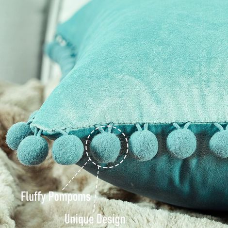 Lot de 2 Housse Coussin Decoration Salon Noël Moderne pour Coussin Canape et Fauteuil De Bureau Carré en Velours Doux de Double Face( 30x50,Turquoise Vert ) (1/4)