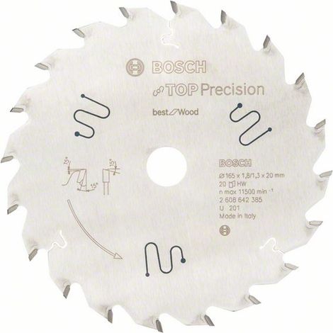 Bosch Kreissägeblatt Top Precision Best for Wood, 165 x 20 x 1,8 mm, 20 Zähne (1/5)