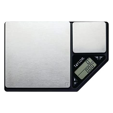 KitchenCraft Bilancia Digitale de Cucina Doppia Piattaforma, Taylor Pro Standard Professionale, Precisione e Funzione de Tara, Acciaio Inox Spazzolato, Capacità 5kg Nero/Argento. (1/5)