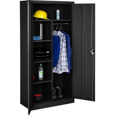 Schwarzer Metall-Aktenschrank mit Schloss 180x90x40 cm Default Title (1/5)