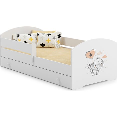 Letto per bambini LUK con cassetto e sponda 160x80 Elephant