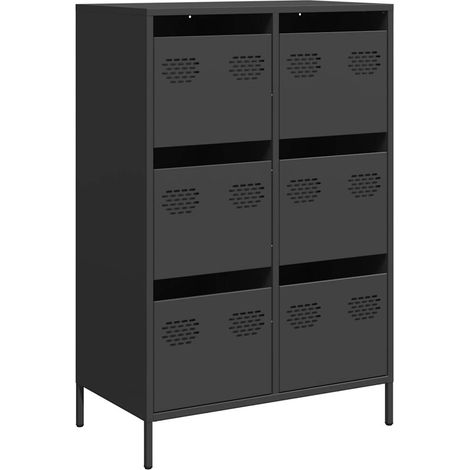 Buffet,Bahut,Meuble de Rangement haut noir 68x39x101,5 cm acier CFW96281 (1/5)