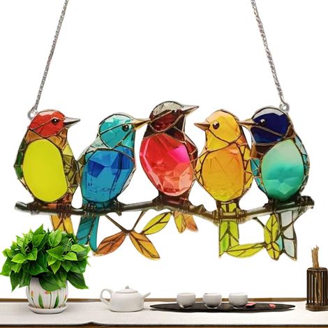 Ornamente 2D Acryl Wohnaccessoire Anhänger Wanddeko Vögel