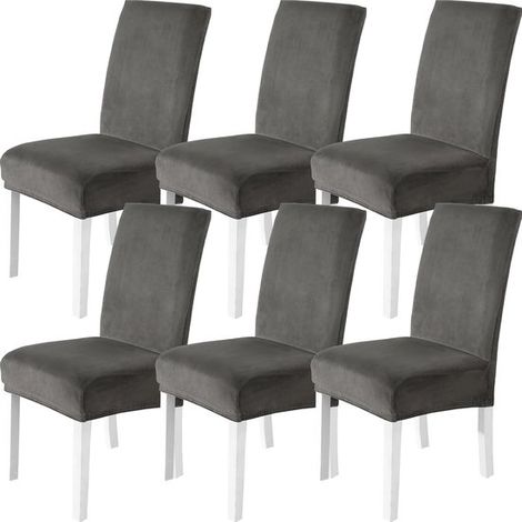 Set di 6 coprisedie in velluto per sedie da sala da pranzo, coprisedie elasticizzati universali, coprisedie semi-aderenti, tessuto spesso e morbido (1/5)