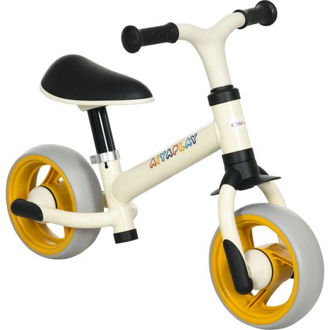 Vélo d’équilibre pour enfants, 18 mois avec siège réglable en hauteur 25 kg 66,5 x 34 x 47 cm Blanc et orange