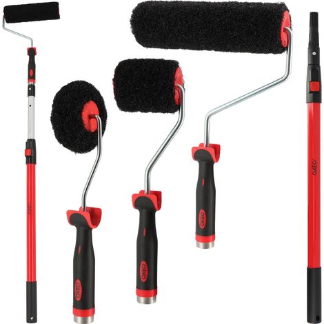 Kit rouleaux enduit - Rouleaux 22cm et 8cm - Rouleau d'angle - Perche télescopique de 70 à 120 cm - Application rapide et facile (1/5)