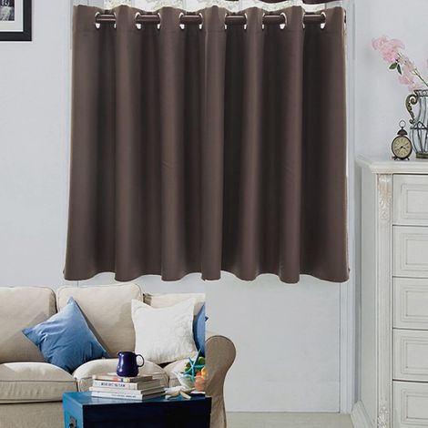 1 Rideau Court Oeillets Couleur Café Filtre Lumière Intimité Pour Cuisine Salle De Bain