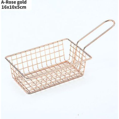 Pommes-Frites-Korb, Snackeimer, Aufbewahrungskorb für frittiertes Hähnchen, Frittierkorb, Ölsieb, kreatives Geschirr, roségoldener Behälter.
