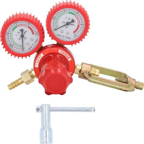 Acetylen-Druckregler, 8-mm-Einlassanschluss, stoßfestes Manometer mit Doppelanzeige